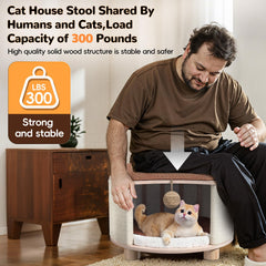PHIXBEAR solid wood cats house stool hidden cave ideal for nap time and privacy