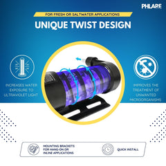 PHLARE Aquatics PUREGLOW UV filtration supports clearer water in freshwater setups.