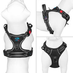 PHOEPET No Pull harness back clip provides stable control for daily walks.