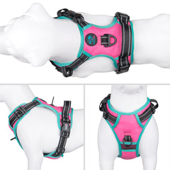 PHOEPET no-pull harness back view pink showing secure fit and handle