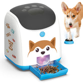 PICAPETS dog puzzle feeder remote button demonstrates engaging treat rewards for interactive play.