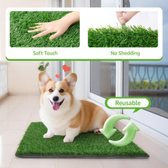 PICK FOR LIFE dog grass mat buckle design keeps pad in place for mess-free use.