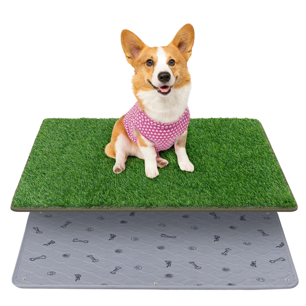 PICK FOR LIFE dog grass mat closeup shows realistic turf for easy potty training.