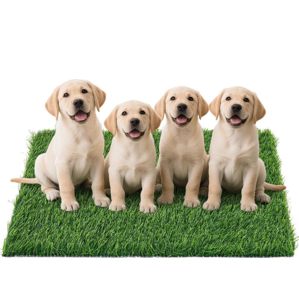 PICK FOR LIFE grass pad closeup fibers showing realistic texture for puppy potty training.