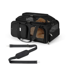 Pidipiti expandable-top carrier underseat view highlighting space-saving travel design