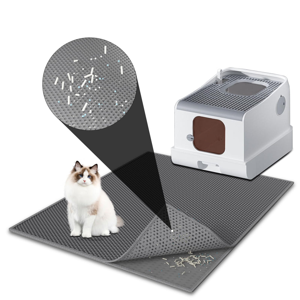 Pieviev cat litter mat double-layer front view traps litter and protects floors