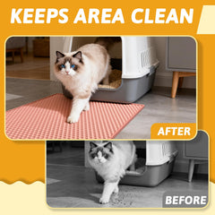 Pieviev Cat Litter Mat side angle highlights soft EVA texture for paws.