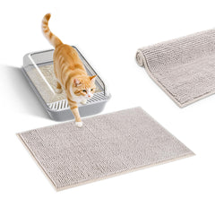 Pieviev Chenille Cat Litter Mat under litter box reduces scattering with deep fibers