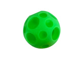 Piggy Poo and Crew large treat ball green side view promotes mental stimulation during solo play.