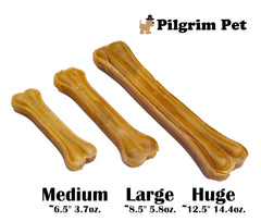 Pilgrim Pet medium 6.5-inch bone size suitable for all breeds.