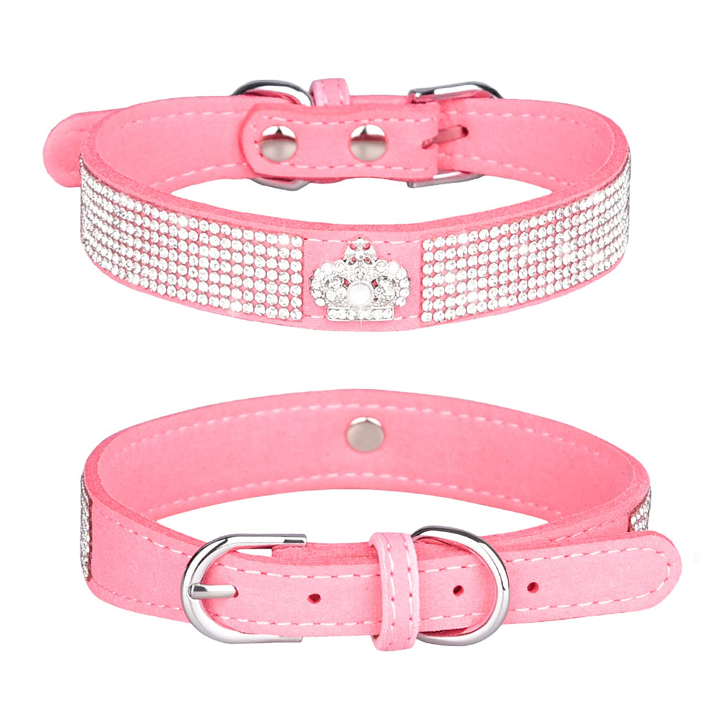 Pimaodog rhinestone collar pink closeup highlighting sparkling crystals for stylish dogs