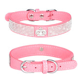 Pimaodog rhinestone collar pink closeup highlighting sparkling crystals for stylish dogs