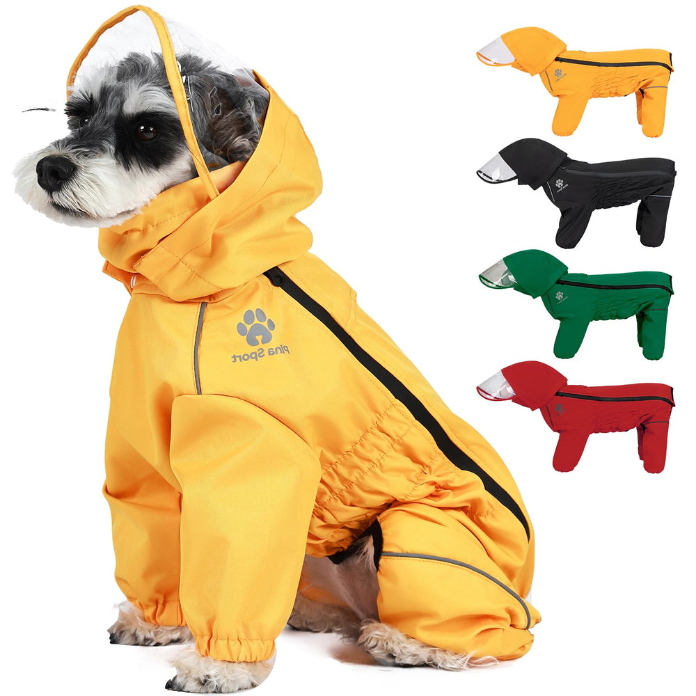 PINA dog raincoat with hood on dog keeps fur dry during rainy walks