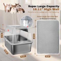 PINENEST fully enclosed litter box helps contain mess and simplify cleaning tasks.