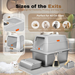 PINENEST includes shovel and stand for efficient litter box maintenance.
