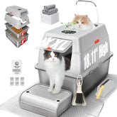 PINENEST XXL stainless steel litter box with lid offers privacy and odor control for busy homes.