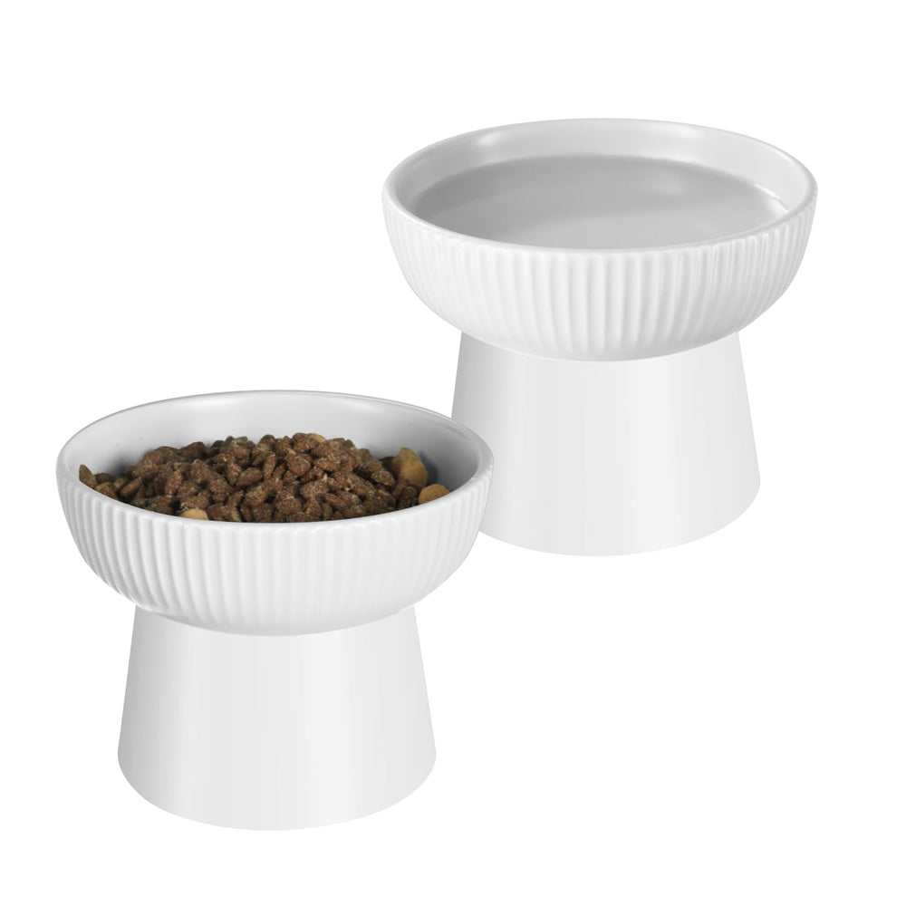 Pin Forest ceramic elevated cat bowls with 15-degree tilt improves feeding posture