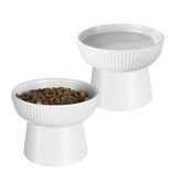 Pin Forest ceramic elevated cat bowls with 15-degree tilt improves feeding posture