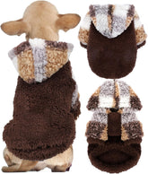 PinkBow Chihuahua hoodie plaid keeps tiny dogs warm during winter walks.