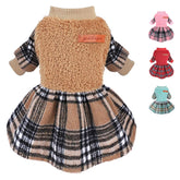 PinkBow plaid fleece dog sweater XXS keeps tiny dogs warm on winter walks.