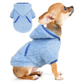 PinkBow small dog sweater blue hoodie front view showing cozy fit for tiny pets