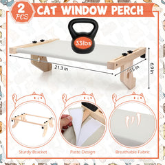 Pinkunn cat window perch wood frame offers sturdy, secure support.