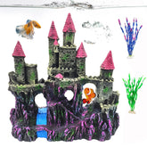 PINVNBY pink resin castle front view enhances aquarium focal point and aesthetics