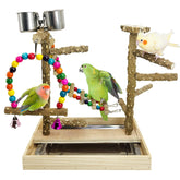 PINVNBY Bird Playground natural wood perch provides secure grip for active birds