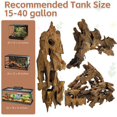 PINVNBY driftwood branch texture 8-11in adds natural landscape and hiding spots.