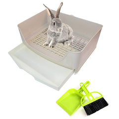 PINVNBY large rabbit litter box shows 16 inch dimensions for cage fit and spacious use
