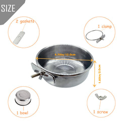 PINVNBY parrot bowl in cage showing easy installation and secure fit.