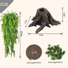 PINVNBY reptile leaves create a natural-looking backdrop and shade.