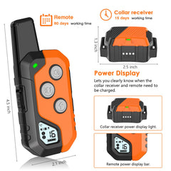 PIOUNS shock collar battery display shows charge status for sessions