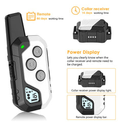 PIOUNS shock collar training modes Beep, Vibration, Static for versatile training.