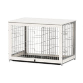 Piskyet wooden dog crate end table setup with dual doors for easy access