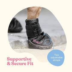 Pitpet dog boots reflective straps close-up for nighttime visibility and safety during walks.