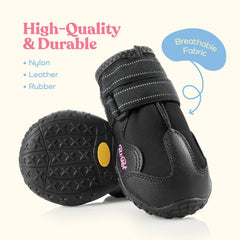 Pitpet dog boots rugged bottom outsole in action on wet pavement for slip resistance.