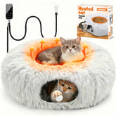 PJT heated cat tunnel bed exterior view showing durable cozy cover for warm indoor hideouts