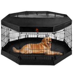 PJYuCien dog playpen fully assembled indoors for safe playtime.