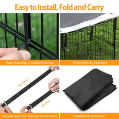PJYuCien dog playpen mesh top cover assembled fit emphasizes secure enclosure with 24-inch eight-panel pens.