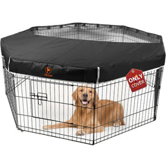 PJYuCien dog playpen mesh top cover close-up shows breathable mesh for airflow and sun protection.