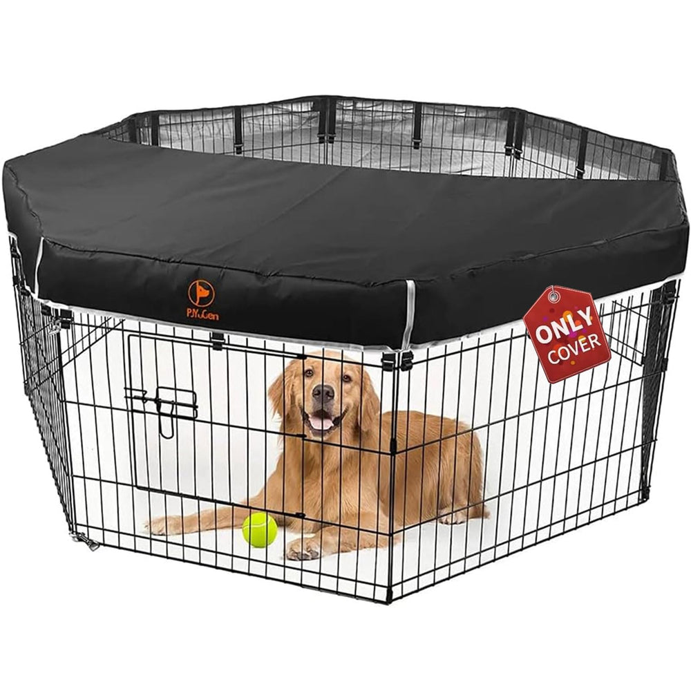 PJYuCien dog playpen mesh top cover front view demonstrates breathable fabric for comfort.