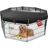 PJYuCien dog playpen mesh top cover front view demonstrates breathable fabric for comfort.