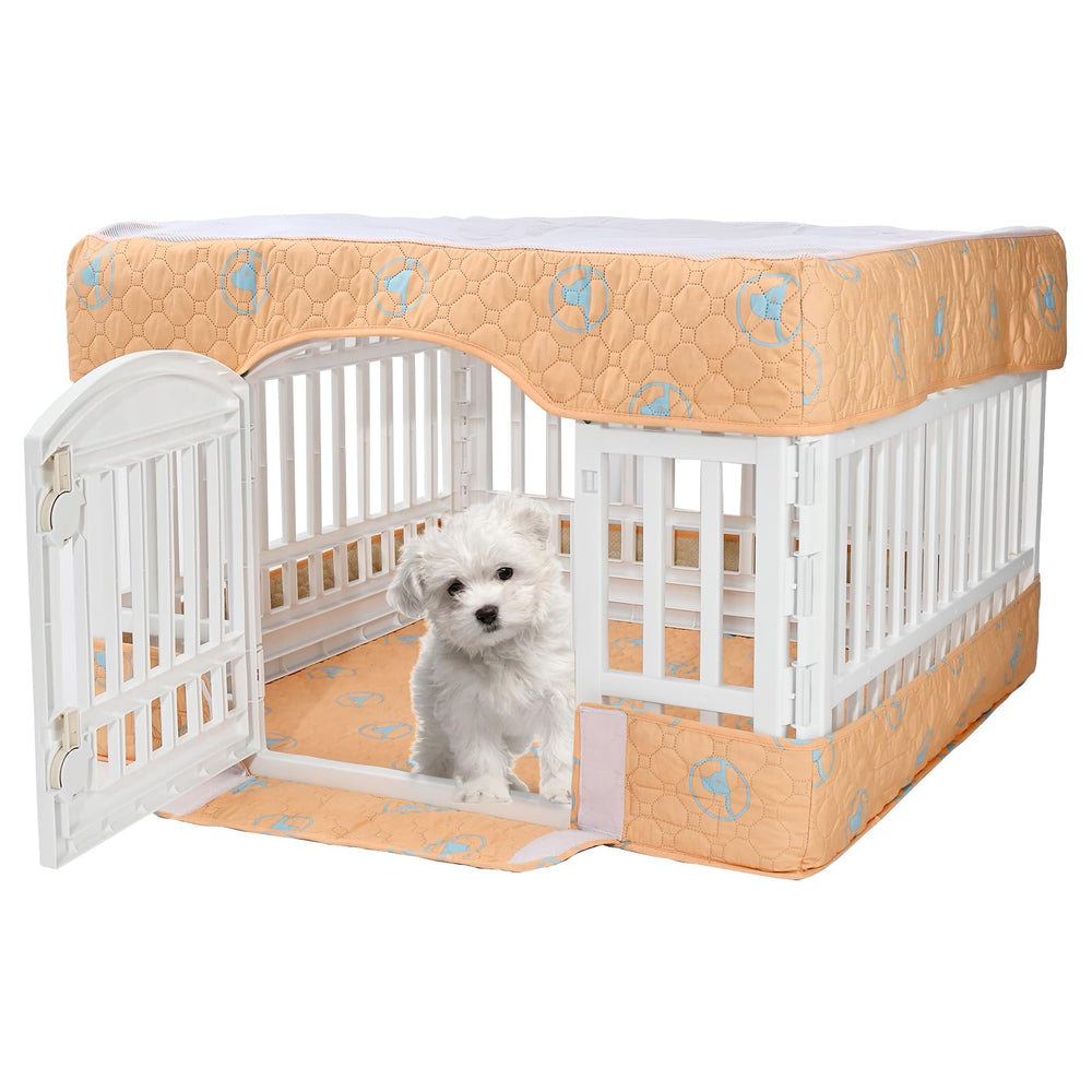 PJYuCien dog playpen bottom pad assembly shows stable 36-inch setup for safe play.