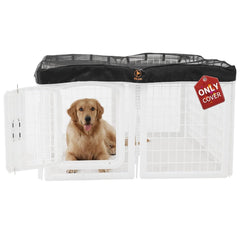 PJYuCien dog playpen mesh top cover closed-front view with breathable mesh for containment