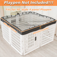 PJYuCien dog playpen mesh top cover side view showing eight velcro connections for quick setup