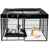 PJYuCien square top cover on an 8-panel playpen provides full coverage and spill protection.