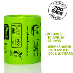 PLANET POOP bags large roll of 200 count for extended use