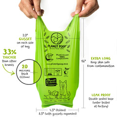 PLANET POOP unscented bags keep waste discreet and odor-free during cleanup