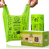 Planet Poop home compostable dog bags roll for eco-friendly waste disposal.